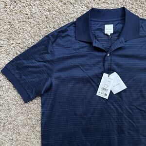 NWT Paul Smith Dark Navy Dot Stripe Rainbow Polo Shirt Performance Men’s Size L